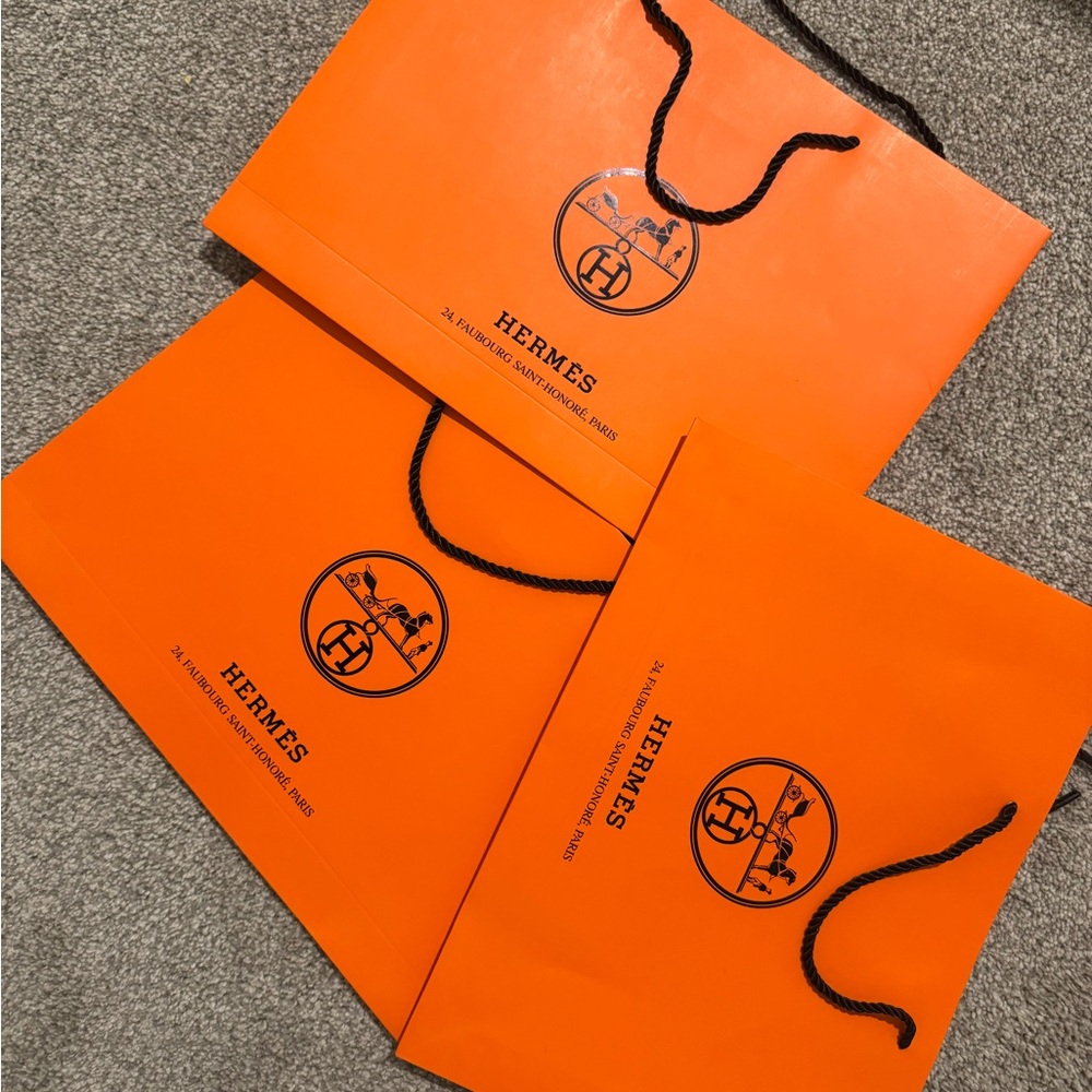 Hermès Orange Shopping Bags - 3PCS